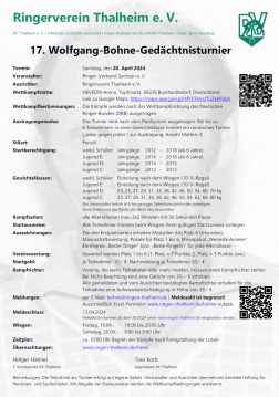 Die Ausschreibung für das Bohne-Turnier am 20.04.2024